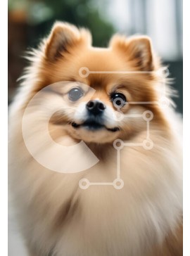 Σετ των 2 Intra Συλλεκτικό Ξύλινο Παζλ Plywood  4mm - Χνουδωτό σκυλί Pomeranian που κοιτάζει την κάμερα Σε Ξύλινο Κουτί - Διαστάσεις: 10x10 cm – 25 κομμάτια