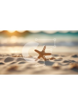 Intra Συλλεκτικό Ξύλινο Παζλ Plywood  4mm - Αστερίας σε μια παραλία στο ηλιοβασίλεμα Σε Ξύλινο Κουτί - Διαστάσεις: 10x10 cm – 25 κομμάτια