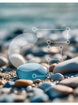 Intra Συλλεκτικό Ξύλινο Παζλ Plywood  4mm - Μπλε πέτρα στην παραλία με βότσαλα Σε Ξύλινο Κουτί - Διαστάσεις: 10x10 cm – 25 κομμάτια