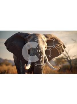 Intra Συλλεκτικό Ξύλινο Παζλ Plywood  4mm - Μεγαλοπρεπής ελέφαντας σε ένα φυσικό τοπίο Σε Ξύλινο Κουτί - Διαστάσεις: 10x10 cm – 25 κομμάτια