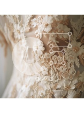 Σετ των 2 Intra Συλλεκτικό Ξύλινο Παζλ Plywood  4mm - Κοντινό πλάνο από περίπλοκο ύφασμα δαντέλας με λουλουδάτα μοτίβα Σε Ξύλινο Κουτί - Διαστάσεις: 10x10 cm – 25 κομμάτια