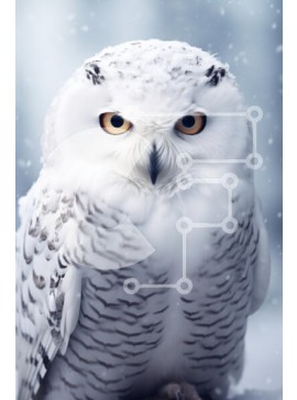 Σετ των 2 Intra Συλλεκτικό Ξύλινο Παζλ Plywood  4mm - Χιονισμένη κουκουβάγια σε χειμερινό σκηνικό Σε Ξύλινο Κουτί - Διαστάσεις: 10x10 cm – 25 κομμάτια