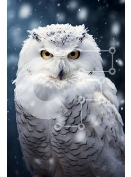 Σετ των 2 Intra Συλλεκτικό Ξύλινο Παζλ Plywood  4mm - Χιονισμένη κουκουβάγια σε χειμερινό σκηνικό Σε Ξύλινο Κουτί - Διαστάσεις: 10x10 cm – 25 κομμάτια