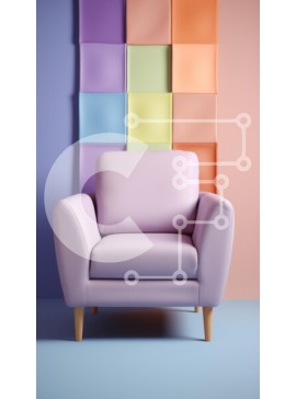 Intra Συλλεκτικό Ξύλινο Παζλ Plywood  4mm - Μοντέρνα πολυθρόνα λεβάντας με παστέλ τοίχο Σε Ξύλινο Κουτί - Διαστάσεις Puzzle: 10x10 cm – 25 κομμάτια