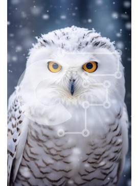 Σετ των 2 Intra Συλλεκτικό Ξύλινο Παζλ Plywood  4mm - Χιονισμένη κουκουβάγια σε χειμερινό σκηνικό Σε Ξύλινο Κουτί - Διαστάσεις: 10x10 cm – 25 κομμάτια