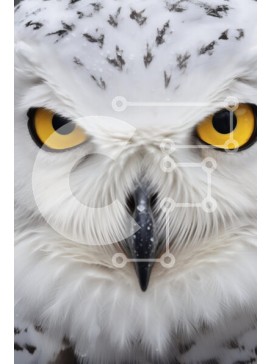 Σετ των 2 Intra Συλλεκτικό Ξύλινο Παζλ Plywood  4mm - Κοντινό πλάνο μιας χιονισμένης κουκουβάγιας Σε Ξύλινο Κουτί - Διαστάσεις: 10x10 cm – 25 κομμάτια