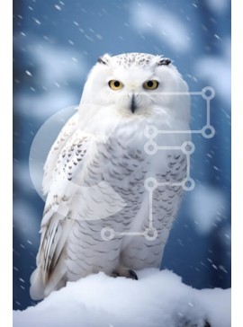 Σετ των 2 Intra Συλλεκτικό Ξύλινο Παζλ Plywood  4mm - Χιονισμένη κουκουβάγια σε χειμερινό σκηνικό Σε Ξύλινο Κουτί - Διαστάσεις: 10x10 cm – 25 κομμάτια