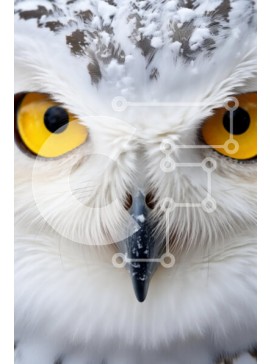 Σετ των 2 Intra Συλλεκτικό Ξύλινο Παζλ Plywood  4mm - Κοντινό πλάνο μιας χιονισμένης κουκουβάγιας με χιονισμένα φτερά Σε Ξύλινο Κουτί - Διαστάσεις: 10x10 cm – 25 κομμάτια