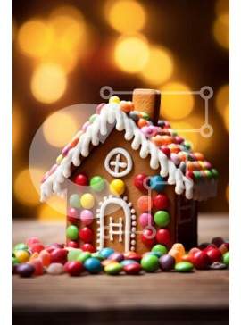 Σετ των 2 Intra Συλλεκτικό Ξύλινο Παζλ Plywood  4mm - Εορταστικά διακοσμημένο σπίτι με μελόψωμο Σε Ξύλινο Κουτί - Διαστάσεις: 10x10 cm – 25 κομμάτια