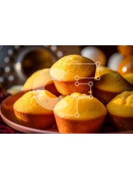 Σετ των 2 Intra Συλλεκτικό Ξύλινο Παζλ Plywood  4mm - Χρυσά Muffins σε ένα πιάτο Σε Ξύλινο Κουτί - Διαστάσεις: 10x10 cm – 25 κομμάτια