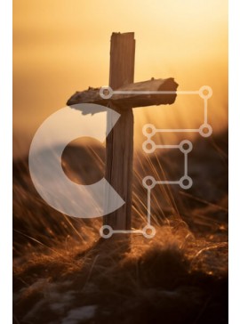 Intra Συλλεκτικό Ξύλινο Παζλ Plywood  4mm - Ξύλινος σταυρός στο ηλιοβασίλεμα Σε Ξύλινο Κουτί - Διαστάσεις Puzzle: 10x10 cm – 25 κομμάτια