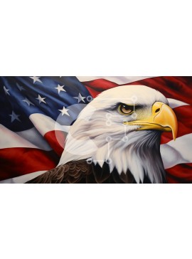 Intra Συλλεκτικό Ξύλινο Παζλ Plywood  4mm - Φαλακρός αετός με αμερικανική σημαία Σε Ξύλινο Κουτί - Διαστάσεις: 10x10 cm – 25 κομμάτια