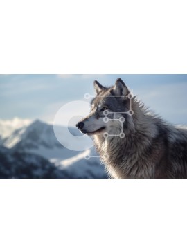 Σετ των 2 Intra Συλλεκτικό Ξύλινο Παζλ Plywood  4mm - Wolf Against Snowy Mountains Σε Ξύλινο Κουτί - Διαστάσεις: 10x10 cm – 25 κομμάτια