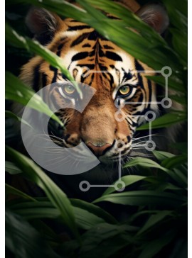 Σετ των 2 Intra Συλλεκτικό Ξύλινο Παζλ Plywood  4mm - Τίγρη στη ζούγκλα Σε Ξύλινο Κουτί - Διαστάσεις: 10x10 cm – 25 κομμάτια