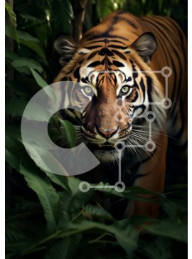 Σετ των 2 Intra Συλλεκτικό Ξύλινο Παζλ Plywood  4mm - Majestic Tiger στο καταπράσινο τοπίο Σε Ξύλινο Κουτί - Διαστάσεις: 10x10 cm – 25 κομμάτια