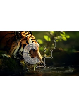 Intra Συλλεκτικό Ξύλινο Παζλ Plywood  4mm - Τίγρη που σκύβει δίπλα στο νερό Σε Ξύλινο Κουτί - Διαστάσεις: 10x10 cm – 25 κομμάτια