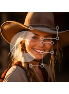 Σετ των 2 Intra Συλλεκτικό Ξύλινο Παζλ Plywood  4mm - Χαμογελαστή γυναίκα με καφέ καπέλο Σε Ξύλινο Κουτί - Διαστάσεις: 10x10 cm – 25 κομμάτια