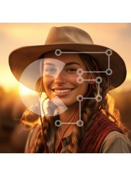 Intra Συλλεκτικό Ξύλινο Παζλ Plywood  4mm - Νεαρή γυναίκα που χαμογελά στο ηλιοβασίλεμα Σε Ξύλινο Κουτί - Διαστάσεις Puzzle: 10x10 cm – 25 κομμάτια