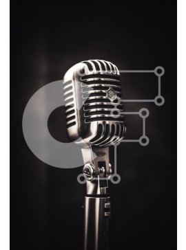 Intra Συλλεκτικό Ξύλινο Παζλ Plywood  4mm - Vintage μικρόφωνο σε σκούρο φόντο Σε Ξύλινο Κουτί - Διαστάσεις: 10x10 cm – 25 κομμάτια