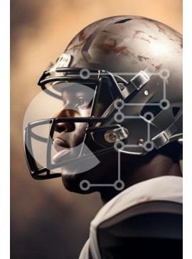 Intra Συλλεκτικό Ξύλινο Παζλ Plywood  4mm - Κοντινό πλάνο ενός ποδοσφαιριστή με κράνος Σε Ξύλινο Κουτί - Διαστάσεις Puzzle: 10x10 cm – 25 κομμάτια