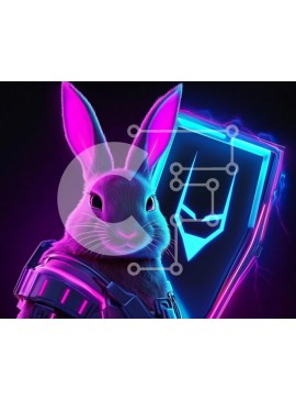 Σετ των 2 Intra Συλλεκτικό Ξύλινο Παζλ Plywood  4mm - Φουτουριστικός χαρακτήρας κουνελιού με νέον ανταύγειες Σε Ξύλινο Κουτί - Διαστάσεις: 10x10 cm – 25 κομμάτια