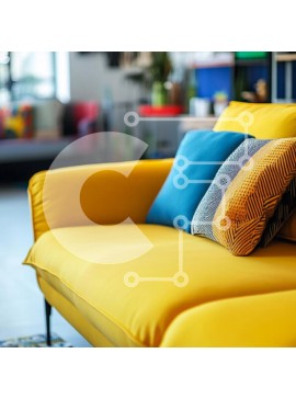 Intra Συλλεκτικό Ξύλινο Παζλ Plywood  4mm - Φωτεινός κίτρινος καναπές στο μοντέρνο σαλόνι Σε Ξύλινο Κουτί - Διαστάσεις Puzzle: 10x10 cm – 25 κομμάτια