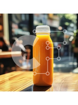 Σετ των 2 Intra Συλλεκτικό Ξύλινο Παζλ Plywood  4mm - Φρέσκος χυμός πορτοκαλιού σε μπουκάλι σε ξύλινο τραπέζι Σε Ξύλινο Κουτί - Διαστάσεις: 10x10 cm – 25 κομμάτια