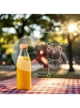 Σετ των 2 Intra Συλλεκτικό Ξύλινο Παζλ Plywood  4mm - Μπουκάλι χυμό πορτοκαλιού σε ένα πάρκο Σε Ξύλινο Κουτί - Διαστάσεις: 10x10 cm – 25 κομμάτια