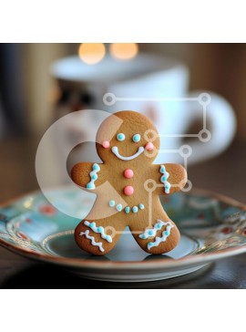 Σετ των 2 Intra Συλλεκτικό Ξύλινο Παζλ Plywood  4mm - Χαρούμενο μπισκότο μελόψωμο σε διακοσμητικό πιάτο Σε Ξύλινο Κουτί - Διαστάσεις: 10x10 cm – 25 κομμάτια