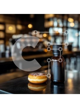 Σετ των 2 Intra Συλλεκτικό Ξύλινο Παζλ Plywood  4mm - Ντόνατ και μπουκάλι στον πάγκο του καφέ Σε Ξύλινο Κουτί - Διαστάσεις: 10x10 cm – 25 κομμάτια