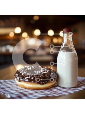 Σετ των 2 Intra Συλλεκτικό Ξύλινο Παζλ Plywood  4mm - Σοκολατένιο ντόνατ και γάλα Σε Ξύλινο Κουτί - Διαστάσεις: 10x10 cm – 25 κομμάτια