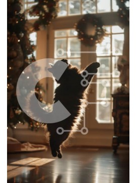 Σετ των 2 Intra Συλλεκτικό Ξύλινο Παζλ Plywood  4mm - Παιχνιδιάρικη γάτα σε ένα ηλιόλουστο δωμάτιο διακοπών Σε Ξύλινο Κουτί - Διαστάσεις: 10x10 cm – 25 κομμάτια