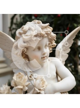 Intra Συλλεκτικό Ξύλινο Παζλ Plywood  4mm - Χερουβικό γλυπτό με τριαντάφυλλα Σε Ξύλινο Κουτί - Διαστάσεις Puzzle: 10x10 cm – 25 κομμάτια