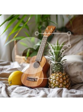 Intra Συλλεκτικό Ξύλινο Παζλ Plywood  4mm - Γιουκαλίλι και τροπικά φρούτα στο κρεβάτι Σε Ξύλινο Κουτί - Διαστάσεις Puzzle: 10x10 cm – 25 κομμάτια