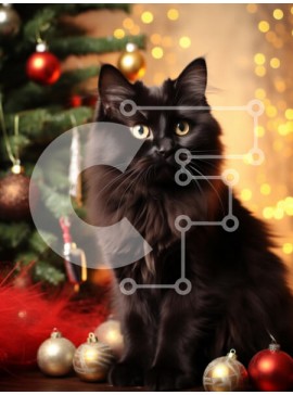 Σετ των 2 Intra Συλλεκτικό Ξύλινο Παζλ Plywood  4mm - Fluffy Black Cat από Χριστουγεννιάτικο δέντρο Σε Ξύλινο Κουτί - Διαστάσεις: 10x10 cm – 25 κομμάτια