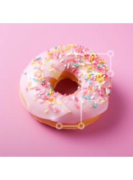 Σετ των 2 Intra Συλλεκτικό Ξύλινο Παζλ Plywood  4mm - Ροζ ντόνατ με ψεκασμούς σε ροζ φόντο Σε Ξύλινο Κουτί - Διαστάσεις: 10x10 cm – 25 κομμάτια