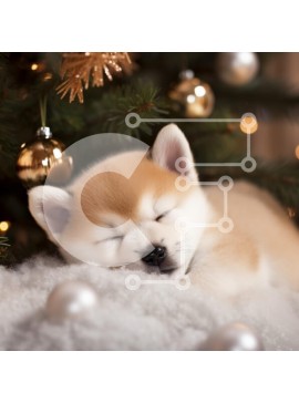 Intra Συλλεκτικό Ξύλινο Παζλ Plywood  4mm - Κουτάβι που κοιμάται κάτω από το χριστουγεννιάτικο δέντρο Σε Ξύλινο Κουτί - Διαστάσεις: 10x10 cm – 25 κομμάτια