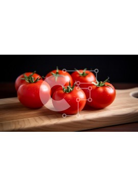 Σετ των 2 Intra Συλλεκτικό Ξύλινο Παζλ Plywood  4mm - Φρέσκες κόκκινες ντομάτες σε έναν ξύλινο πίνακα κοπής Σε Ξύλινο Κουτί - Διαστάσεις: 10x10 cm – 25 κομμάτια