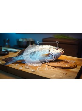 Σετ των 2 Intra Συλλεκτικό Ξύλινο Παζλ Plywood  4mm - Φρέσκα ψάρια σε ξύλινη σανίδα κοπής Σε Ξύλινο Κουτί - Διαστάσεις: 10x10 cm – 25 κομμάτια