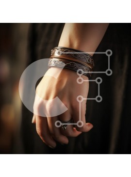 Σετ των 2 Intra Συλλεκτικό Ξύλινο Παζλ Plywood  4mm - Κομψό χέρι με δερμάτινα βραχιόλια και δαχτυλίδι Σε Ξύλινο Κουτί - Διαστάσεις: 10x10 cm – 25 κομμάτια