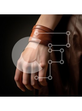 Σετ των 2 Intra Συλλεκτικό Ξύλινο Παζλ Plywood  4mm - Κοντινό πλάνο ενός χεριού με καφέ δερμάτινο βραχιόλι Σε Ξύλινο Κουτί - Διαστάσεις: 10x10 cm – 25 κομμάτια