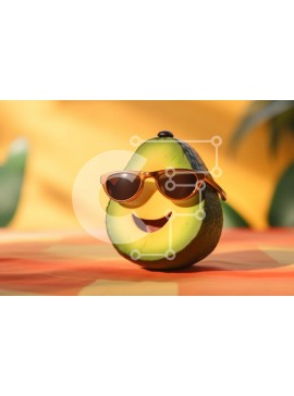 Σετ των 2 Intra Συλλεκτικό Ξύλινο Παζλ Plywood  4mm - Χαρούμενος χαρακτήρας αβοκάντο με γυαλιά ηλίου Σε Ξύλινο Κουτί - Διαστάσεις: 10x10 cm – 25 κομμάτια