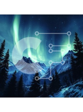 Intra Συλλεκτικό Ξύλινο Παζλ Plywood  4mm - Aurora Borealis πέρα ​​από τα χιονισμένα βουνά Σε Ξύλινο Κουτί - Διαστάσεις: 10x10 cm – 25 κομμάτια