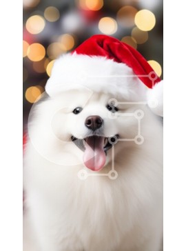 Σετ των 2 Intra Συλλεκτικό Ξύλινο Παζλ Plywood  4mm - Γιορτινό σκυλί με καπέλο Άγιου Βασίλη Σε Ξύλινο Κουτί - Διαστάσεις: 10x10 cm – 25 κομμάτια