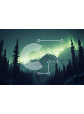 Intra Συλλεκτικό Ξύλινο Παζλ Plywood  4mm - Aurora Borealis πάνω από τα Χιονισμένα Όρη Σε Ξύλινο Κουτί - Διαστάσεις: 10x10 cm – 25 κομμάτια