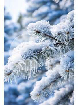 Σετ των 2 Intra Συλλεκτικό Ξύλινο Παζλ Plywood  4mm - Παγωμένα κλαδιά πεύκου το χειμώνα Σε Ξύλινο Κουτί - Διαστάσεις: 10x10 cm – 25 κομμάτια