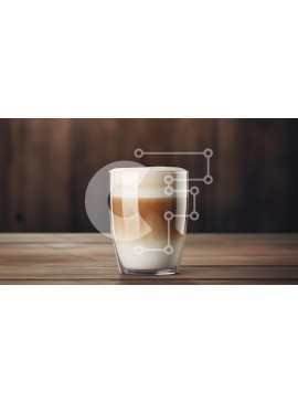 Σετ των 2 Intra Συλλεκτικό Ξύλινο Παζλ Plywood  4mm - Latte με στρώσεις σε ένα ποτήρι σε ένα ξύλινο τραπέζι Σε Ξύλινο Κουτί - Διαστάσεις: 10x10 cm – 25 κομμάτια