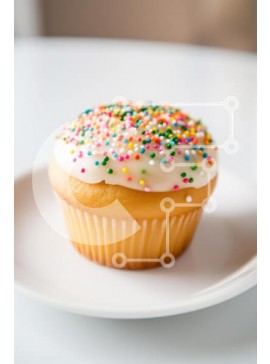 Σετ των 2 Intra Συλλεκτικό Ξύλινο Παζλ Plywood  4mm - Πολύχρωμο cupcake με ψεκασμούς Σε Ξύλινο Κουτί - Διαστάσεις: 10x10 cm – 25 κομμάτια