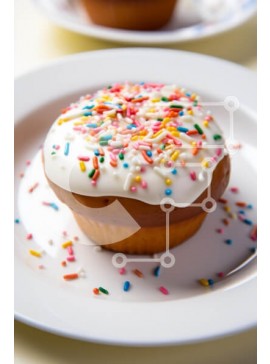 Σετ των 2 Intra Συλλεκτικό Ξύλινο Παζλ Plywood  4mm - Πολύχρωμο cupcake με ψεκασμούς Σε Ξύλινο Κουτί - Διαστάσεις: 10x10 cm – 25 κομμάτια