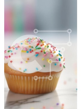 Σετ των 2 Intra Συλλεκτικό Ξύλινο Παζλ Plywood  4mm - Πολύχρωμο cupcake με ψεκασμούς Σε Ξύλινο Κουτί - Διαστάσεις: 10x10 cm – 25 κομμάτια